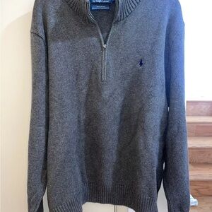 Ralph Lauren Cotton Gray Half Zip Pullover Sweater Size XXL